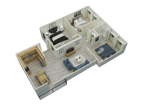 Floor plan for 3 beds, 2 baths, 1300 sqft